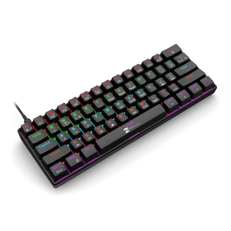 Teclado Mecanico R8 1037, RGB, ABNT2, Switch Azul, Preto, R8-1037-RBW-ABNT2