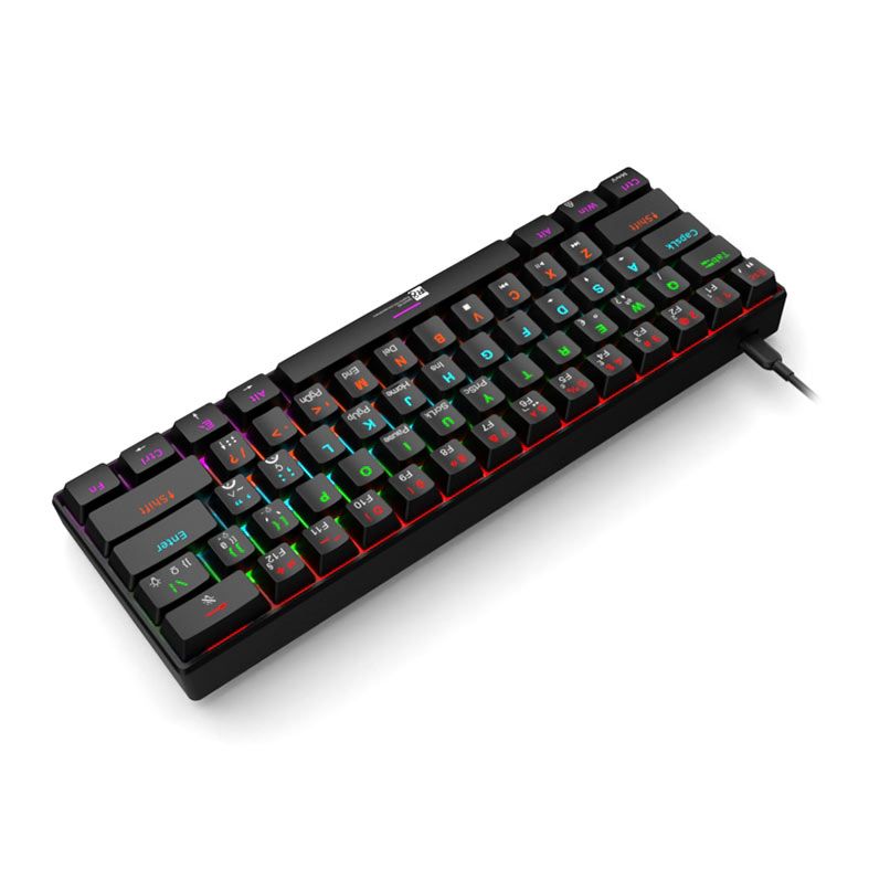 Teclado Mecanico R8 1037, RGB, ABNT2, Switch Azul, Preto, R8-1037-RBW-ABNT2