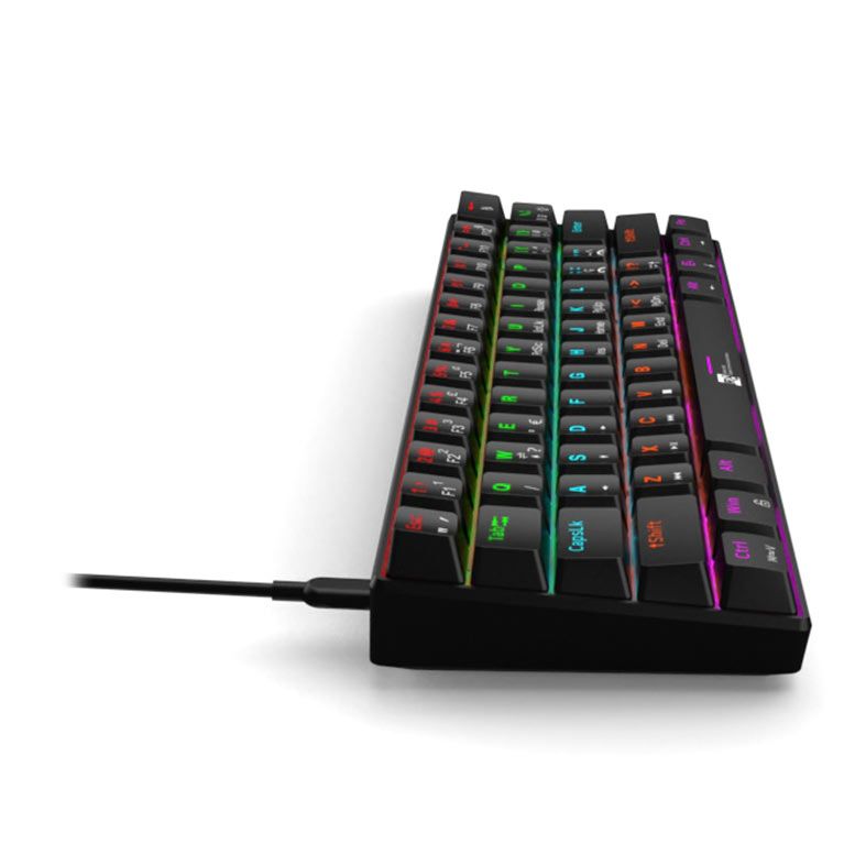 Teclado Mecanico R8 1037, RGB, ABNT2, Switch Azul, Preto, R8-1037-RBW-ABNT2
