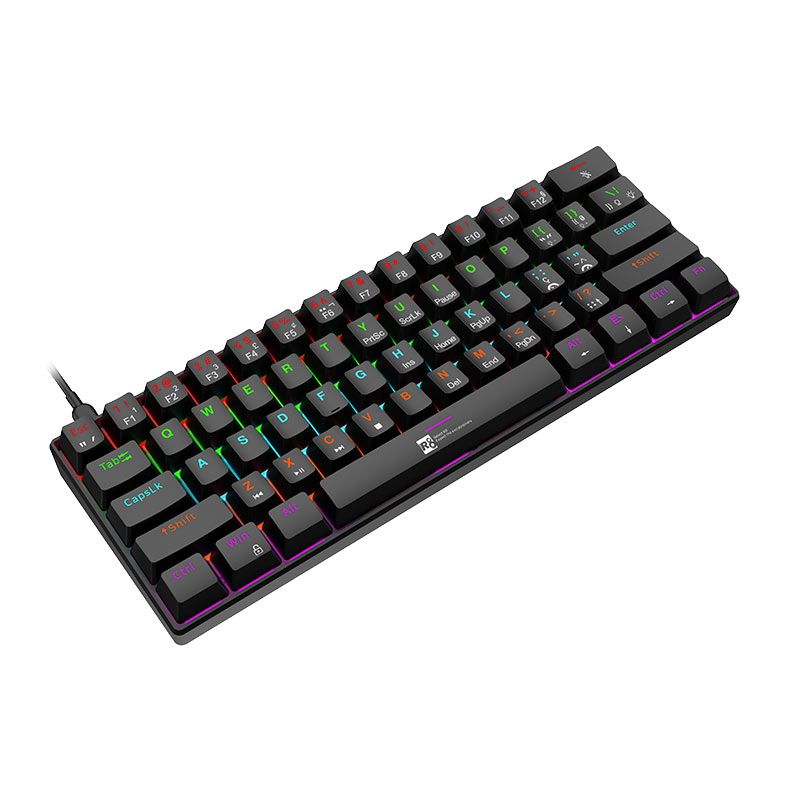 Teclado Mecanico R8 1037, RGB, Switch Azul, Preto, R8-1037-RBW