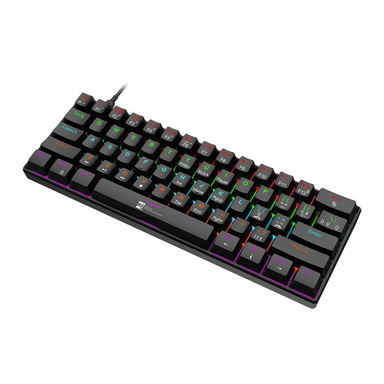 Teclado Mecanico R8 1037, RGB, Switch Azul, Preto, R8-1037-RBW