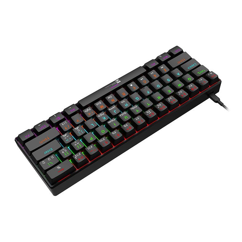 Teclado Mecanico R8 1037, RGB, Switch Azul, Preto, R8-1037-RBW
