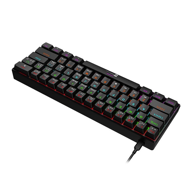 Teclado Mecanico R8 1037, RGB, Switch Azul, Preto, R8-1037-RBW