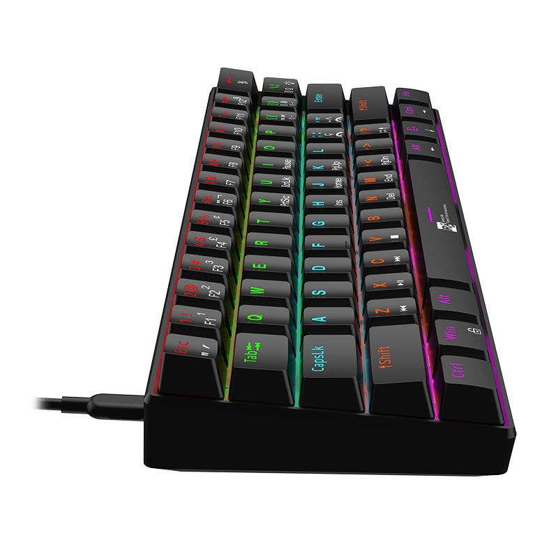 Teclado Mecanico R8 1037, RGB, Switch Azul, Preto, R8-1037-RBW
