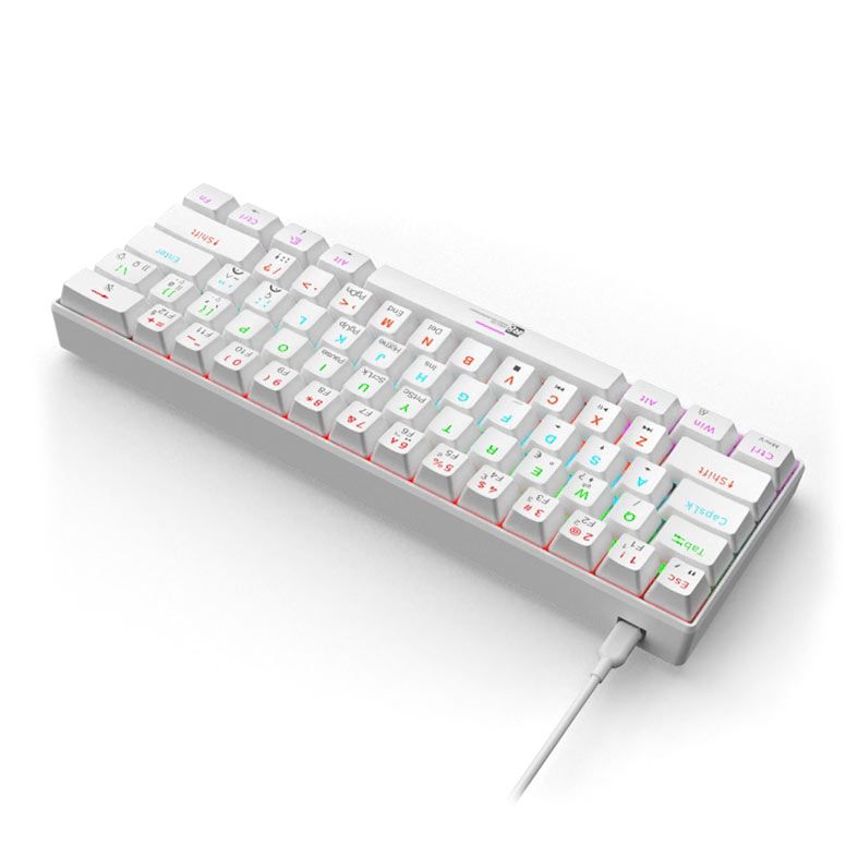 OPENBOX Teclado Mecanico R8 1037, RGB, ABNT2, Switch Azul, Branco, R8-1037WH-RBW-ABNT2