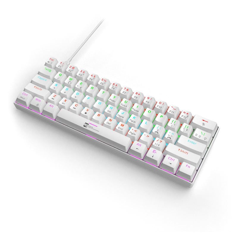 OPENBOX Teclado Mecanico R8 1037, RGB, ABNT2, Switch Azul, Branco, R8-1037WH-RBW-ABNT2