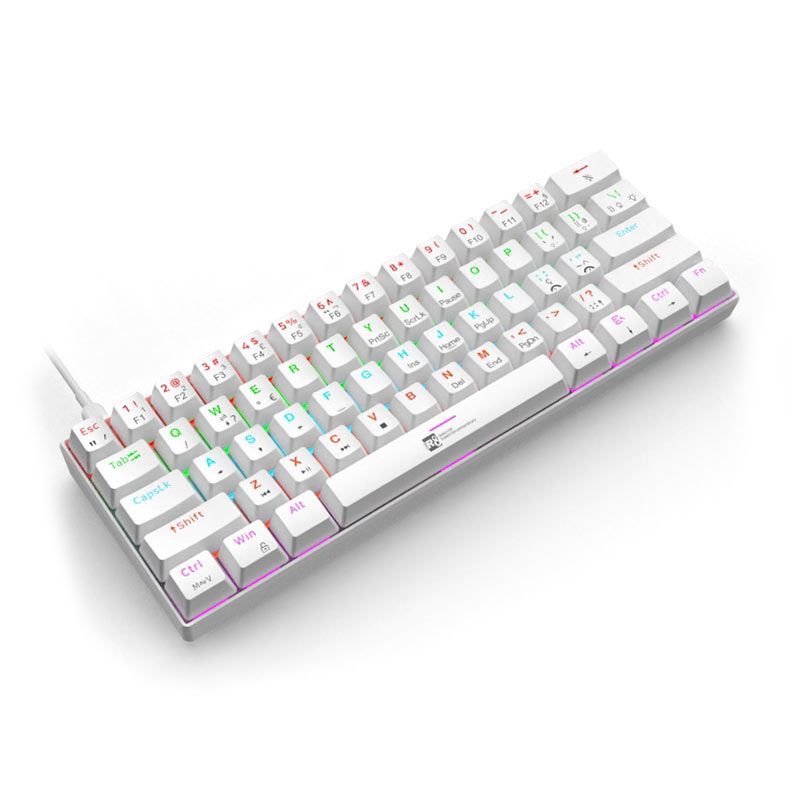 OPENBOX Teclado Mecanico R8 1037, RGB, ABNT2, Switch Azul, Branco, R8-1037WH-RBW-ABNT2