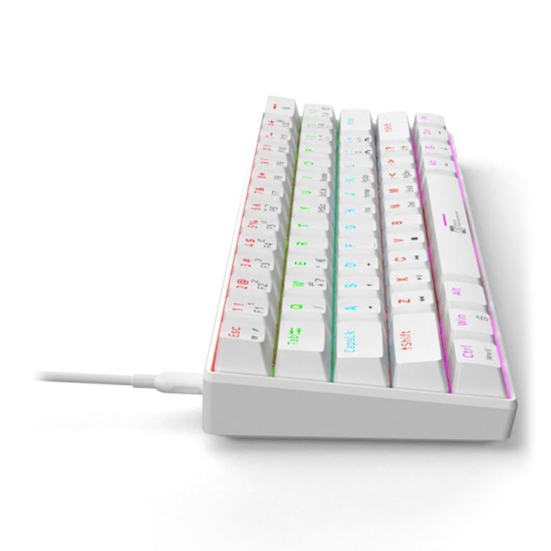 OPENBOX Teclado Mecanico R8 1037, RGB, ABNT2, Switch Azul, Branco, R8-1037WH-RBW-ABNT2