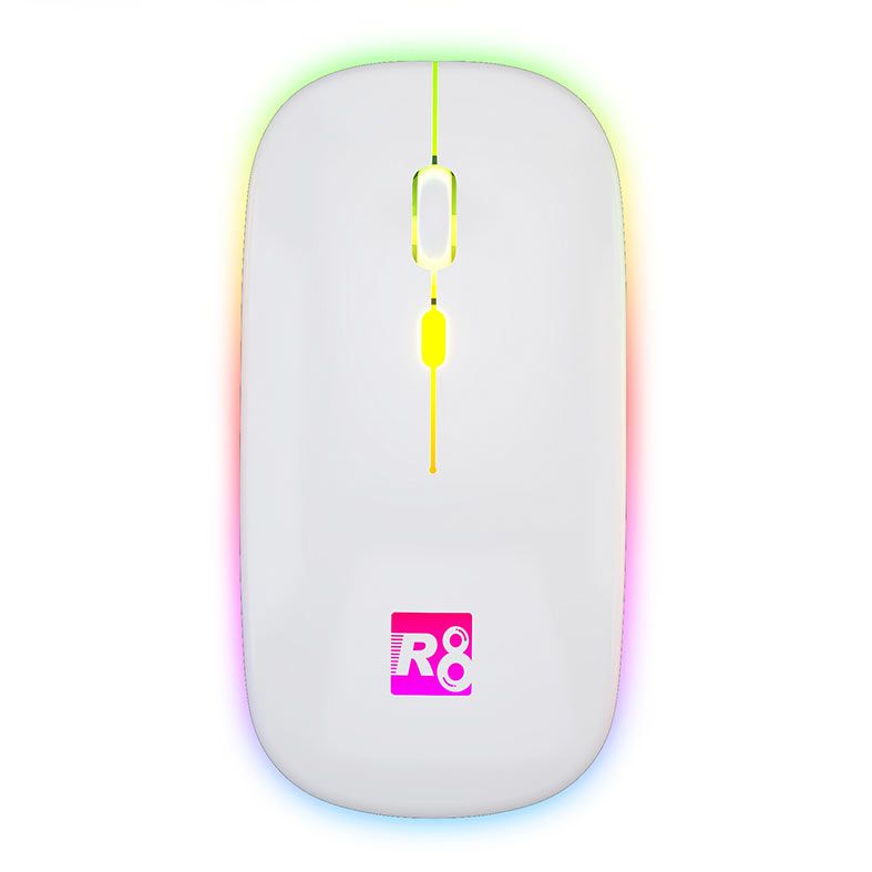 Mouse R8 1715WL, 1600DPI, 4 Botoes, Wireless, Branco, R8-1715WL-WH