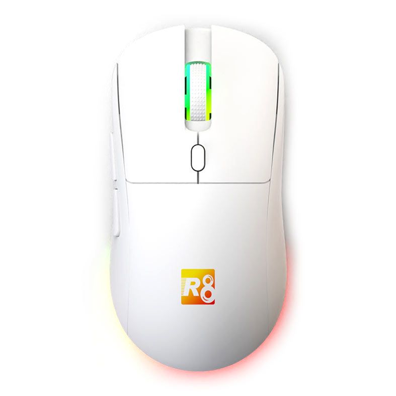 Mouse R8 1763, 3200DPI, 6 Botoes, Wireless, Branco, R8-1763WL-WH