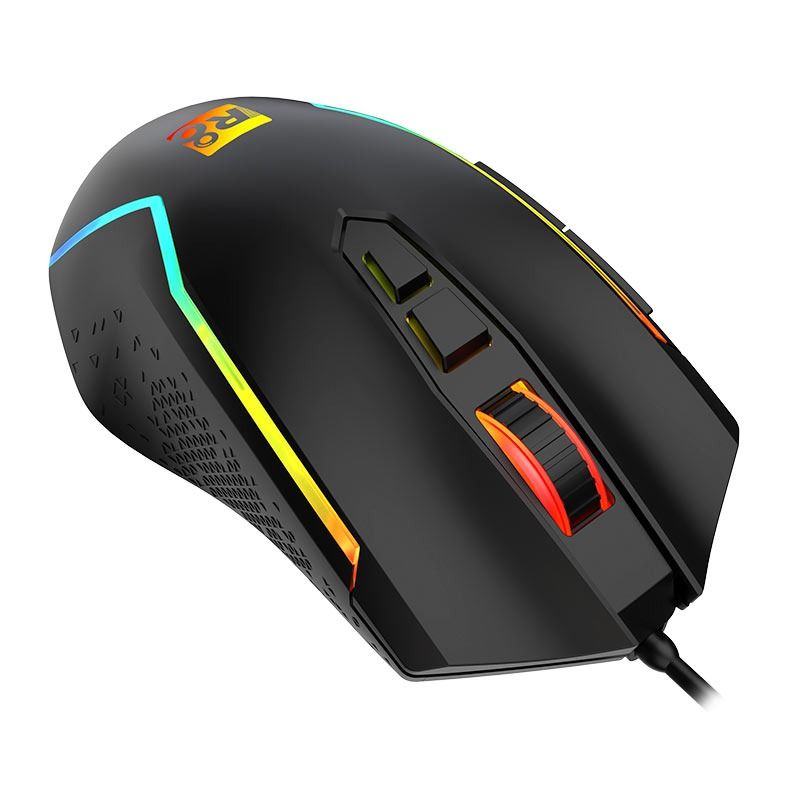Kit R8 03, Teclado Gamer Rainbow USB, Mouse 7200DPI RGB, Headset Driver 50mm, Mousepad 300x250x3mm, Preto, R8-KIT03
