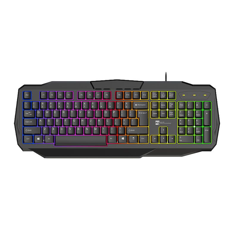 OPENBOX Teclado Gamer R8 GW100, Rainbow, USB, Preto, R8-GW100-BK