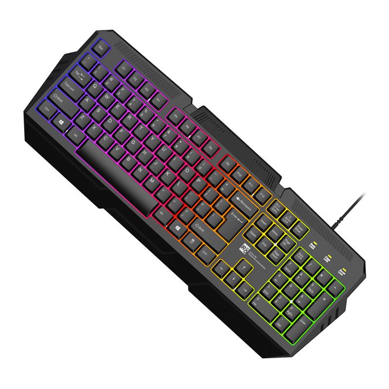 Teclado Gamer R8 GW101, Rainbow, USB, Preto, R8-GW101-BK