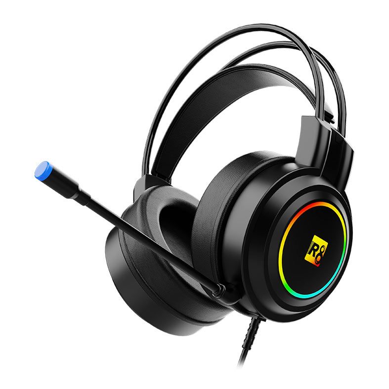 Headset Gamer R8 H03, Drivers 50mm, USB, Preto, R8-H03-RBW