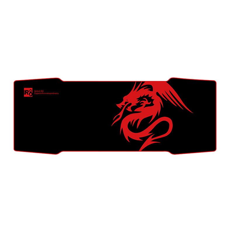 Mousepad Gamer R8 M-02, 800x300x3mm, Preto Com Costura Vermelha, R8-M02-BK
