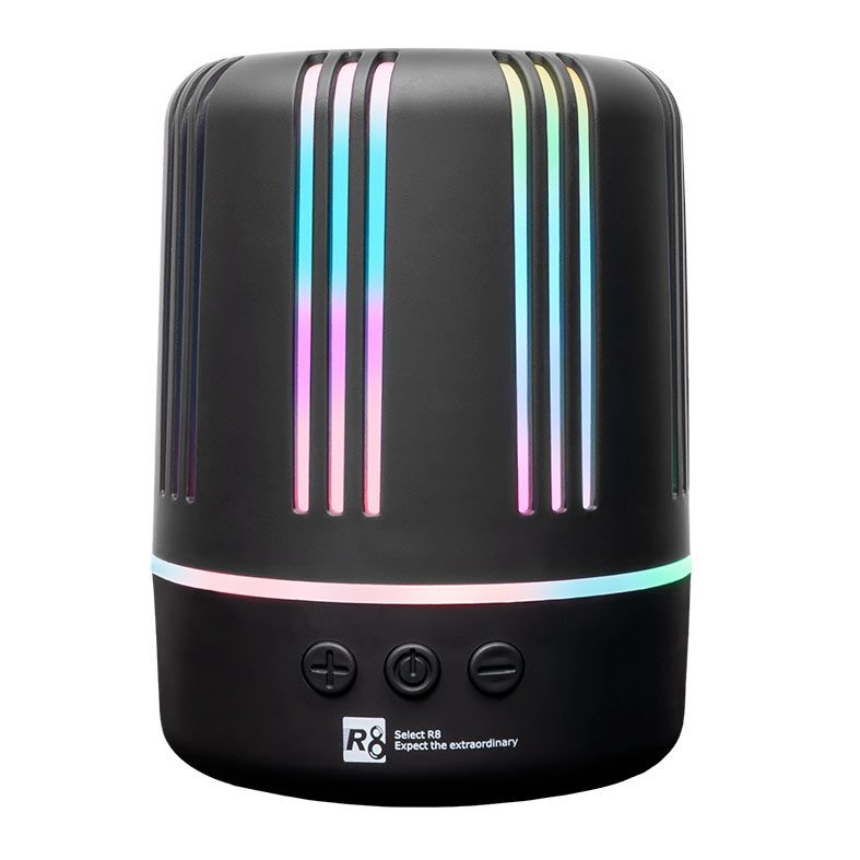 Caixa de Som R8 SP-09, Rainbow, 3W RMS, Bluetooth, Preto, R8-SP-09
