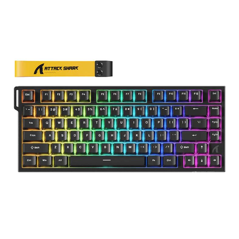 Teclado Mecanico Attack Shark R82 HE, RGB, Switch Hall Effect Magnetico, Preto, R82-HE-BK