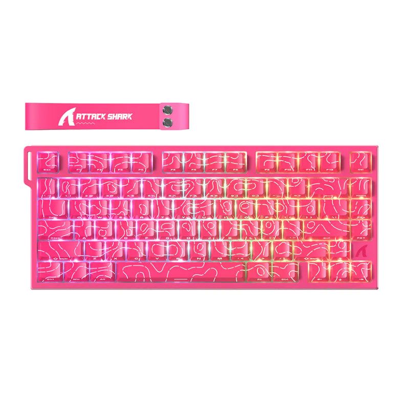 Teclado Mecanico Attack Shark R82 HE, RGB, Switch Hall Effect Magnetico, Rosa, R82-HE-PK