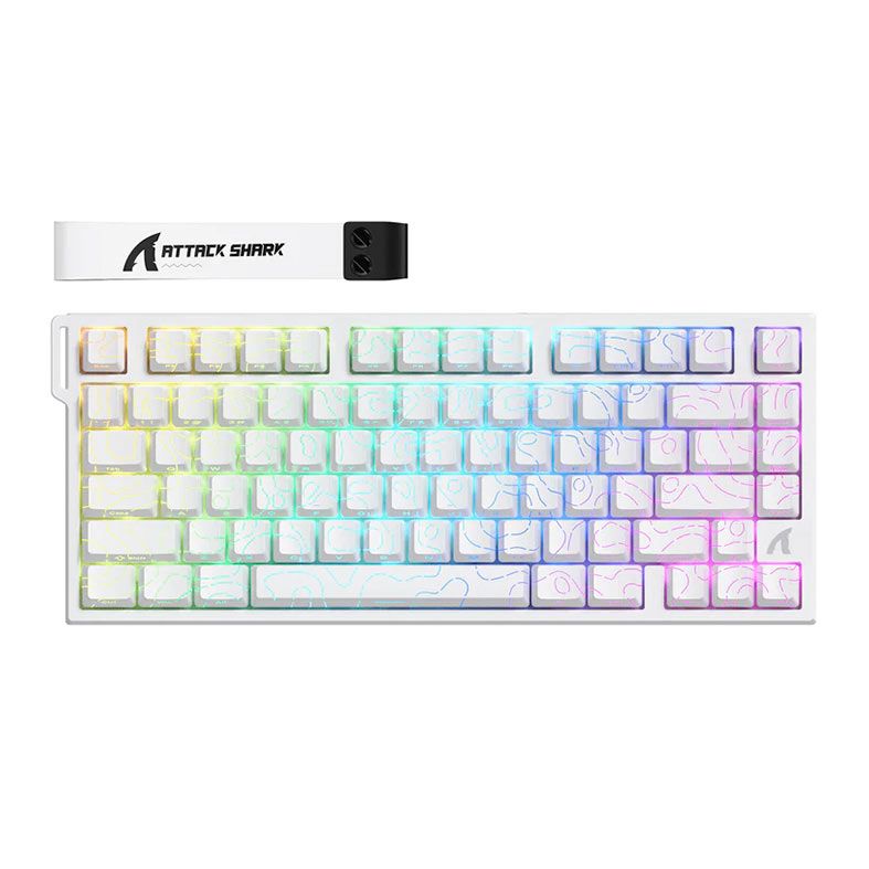 Teclado Mecanico Attack Shark R82 HE, RGB, Switch Hall Effect Magnetico, Branco, R82-HE-WH