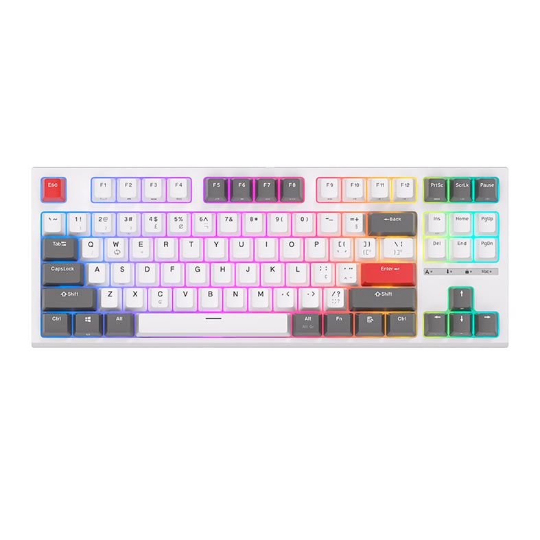 Teclado Mecanico Gamer Royal Kludge R87, RGB, Switch Brown, Branco, RKR87-WHIT-C