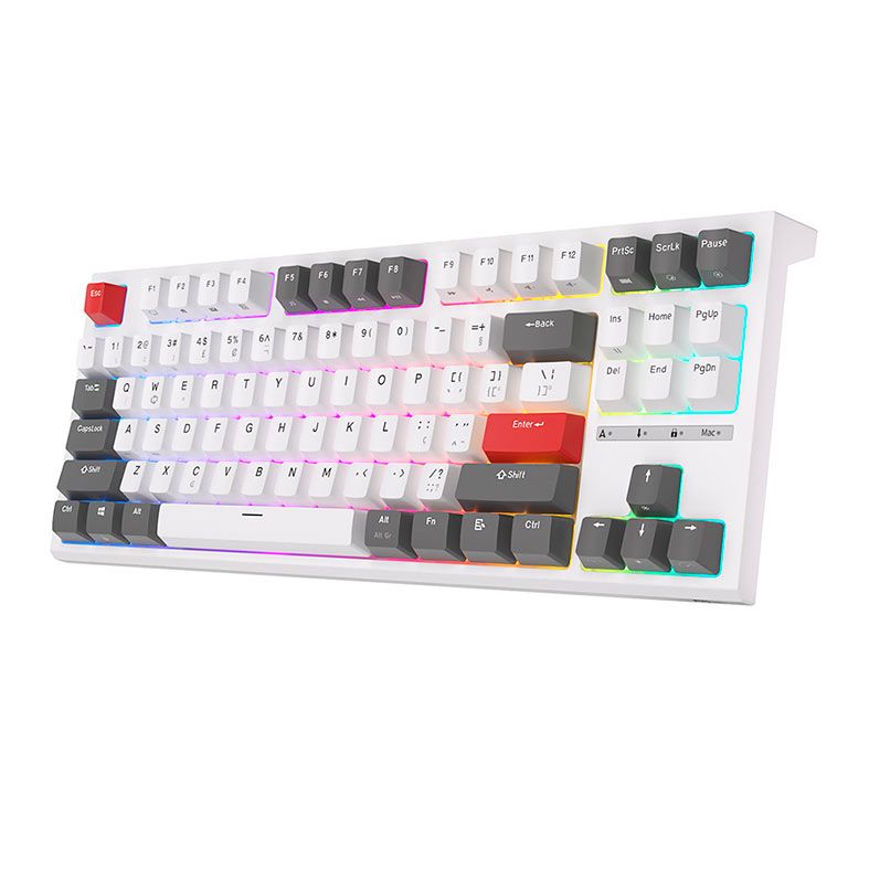 Teclado Mecanico Gamer Royal Kludge R87, RGB, Switch Brown, Branco, RKR87-WHIT-C
