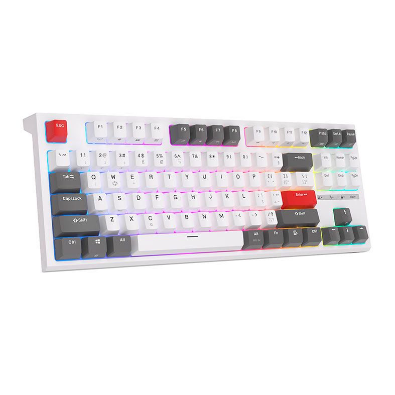 Teclado Mecanico Gamer Royal Kludge R87, RGB, Switch Brown, Branco, RKR87-WHIT-C