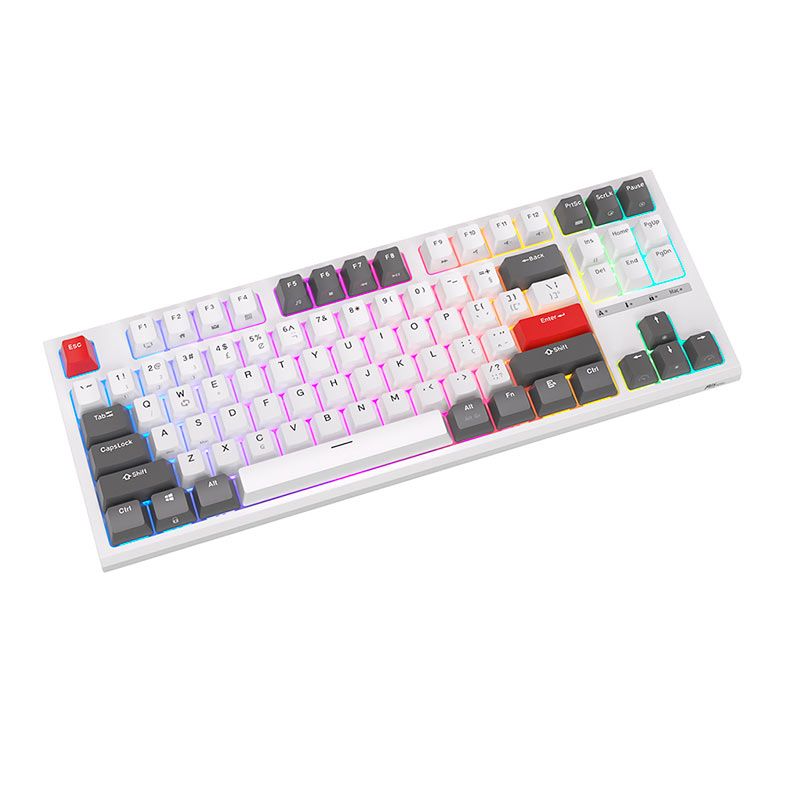 Teclado Mecanico Gamer Royal Kludge R87, RGB, Switch Brown, Branco, RKR87-WHIT-C