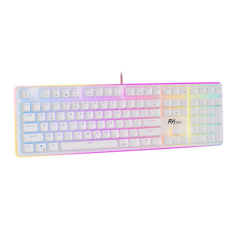 Teclado Mecanico Gamer Royal Kludge RK918, RGB, Switch Blue, Branco, RK918-WHIT-Q