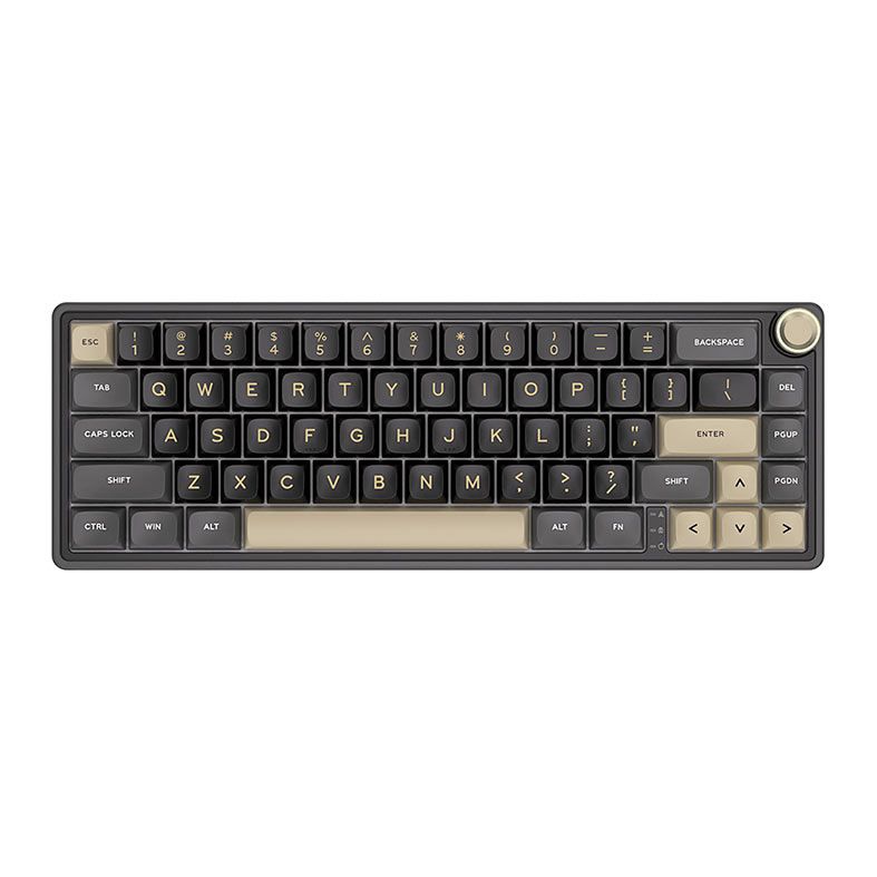 Teclado Mecanico Gamer Royal Kludge R65, RGB, Switch Brown, Preto e Dourado, RKR65-PT-C