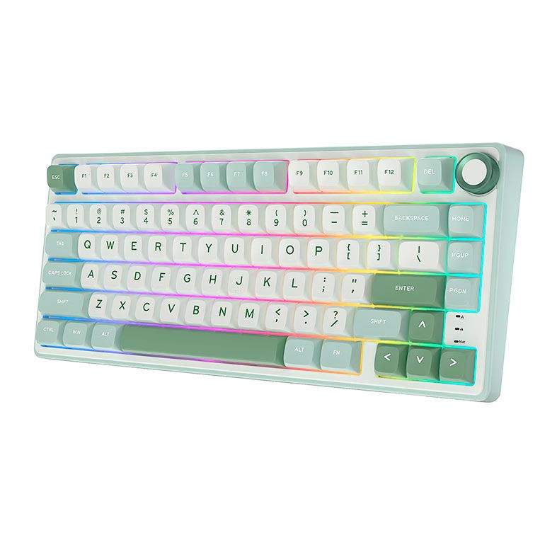 Teclado Mecanico Gamer Royal Kludge R75, RGB, Switch Silver, Branco e Ciano, RKR75-SK-KY