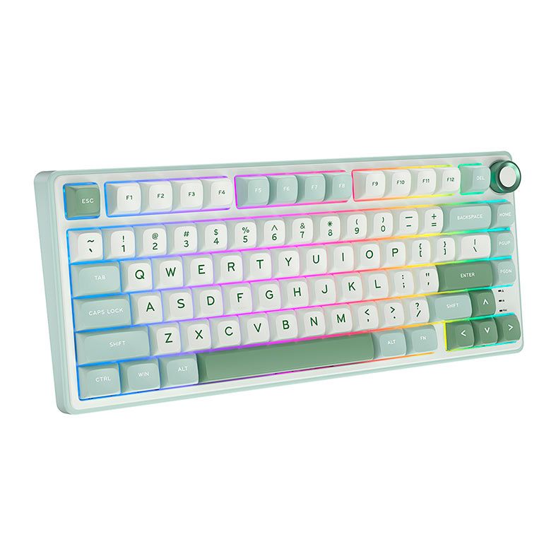 Teclado Mecanico Gamer Royal Kludge R75, RGB, Switch Silver, Branco e Ciano, RKR75-SK-KY