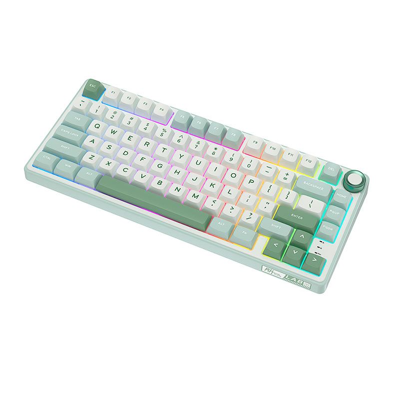 Teclado Mecanico Gamer Royal Kludge R75, RGB, Switch Silver, Branco e Ciano, RKR75-SK-KY