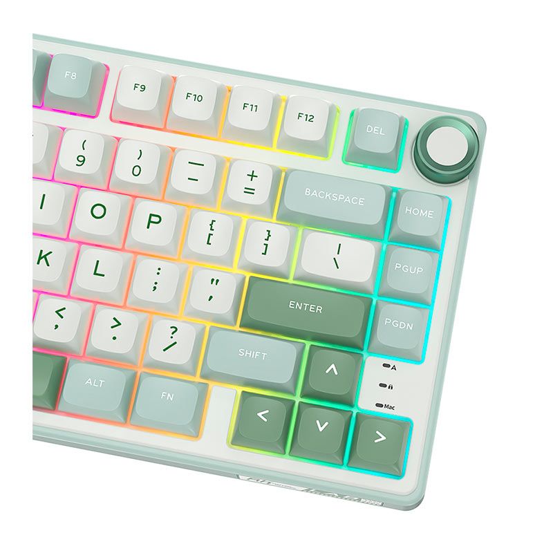 Teclado Mecanico Gamer Royal Kludge R75, RGB, Switch Silver, Branco e Ciano, RKR75-SK-KY