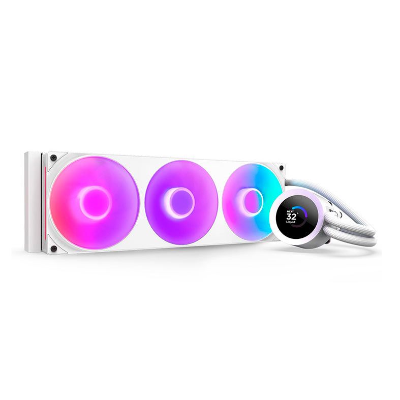 Water Cooler NZXT Kraken Plus V2, RGB, 360mm, Com tela LCD, Branco, RL-KR360-W2
