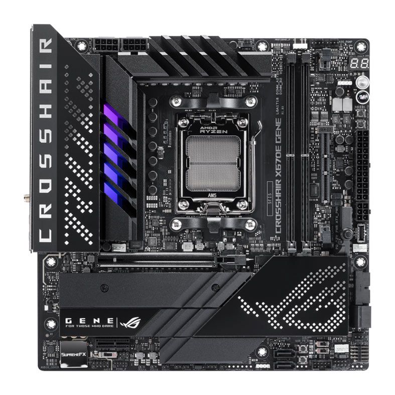 Placa Mae Asus ROG Crosshair X670E Gene, DDR5, Socket AM5, M-ATX, Chipset AMD X670, ROG-CROSSHAIR-X670E-GENE