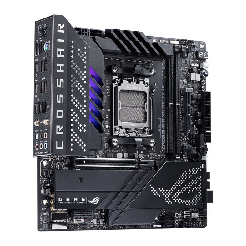 Placa Mae Asus ROG Crosshair X670E Gene, DDR5, Socket AM5, M-ATX, Chipset AMD X670, ROG-CROSSHAIR-X670E-GENE