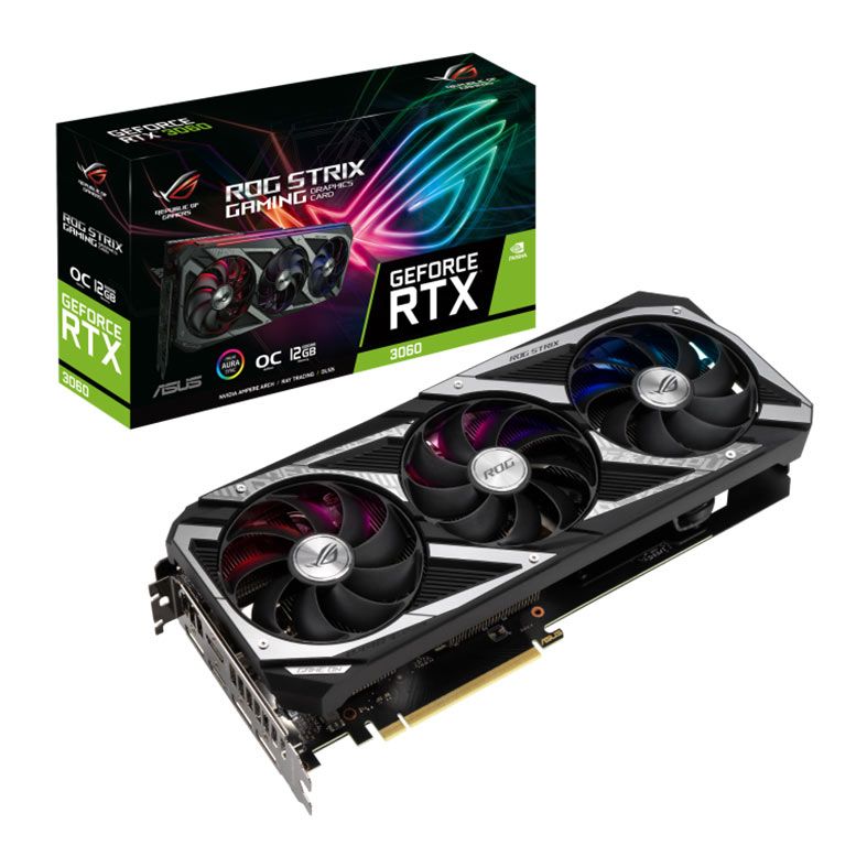 Placa de Video Asus GeForce RTX 3060 ROG Strix OC, LHR, 12GB, GDDR6, 192-bit, ROG-STRIX-RTX3060-O12G-V2-GAMING