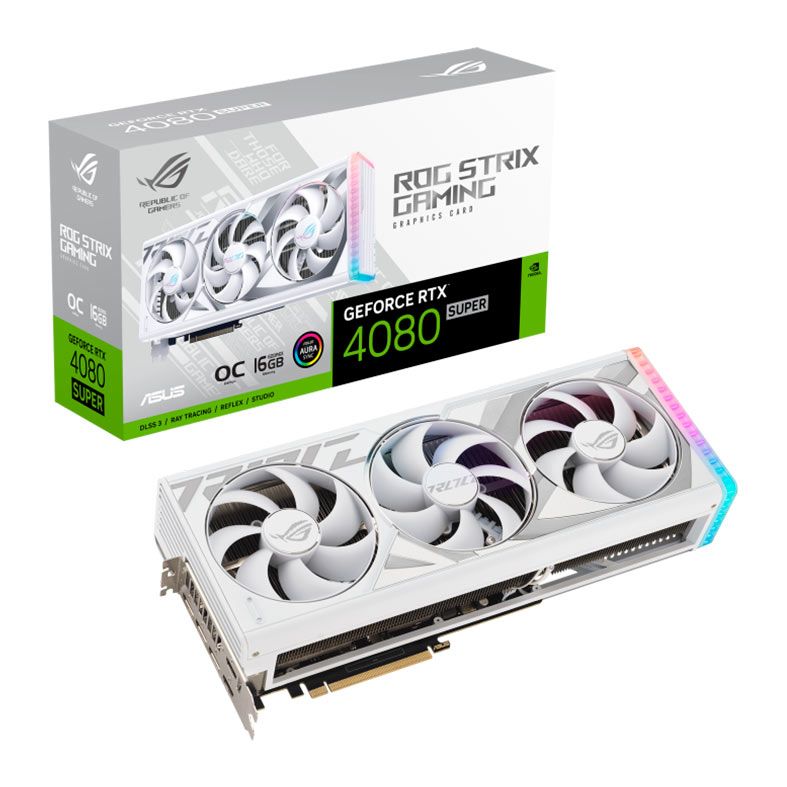 Placa de Video Asus GeForce RTX 4080 Super ROG Strix White OC Edition, 16GB, GDDR6X, 256-bit, ROG-STRIX-RTX4080S-O16G-WHITE