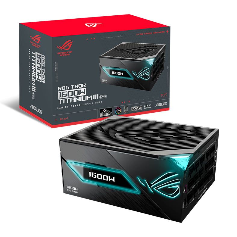Fonte ASUS ROG Thor 1600W Titanium III EVO, 1600W, 80 Plus Titanium, Full Modular, ATX 3.1, ROG-THOR-1600T3-GAMING-EVO