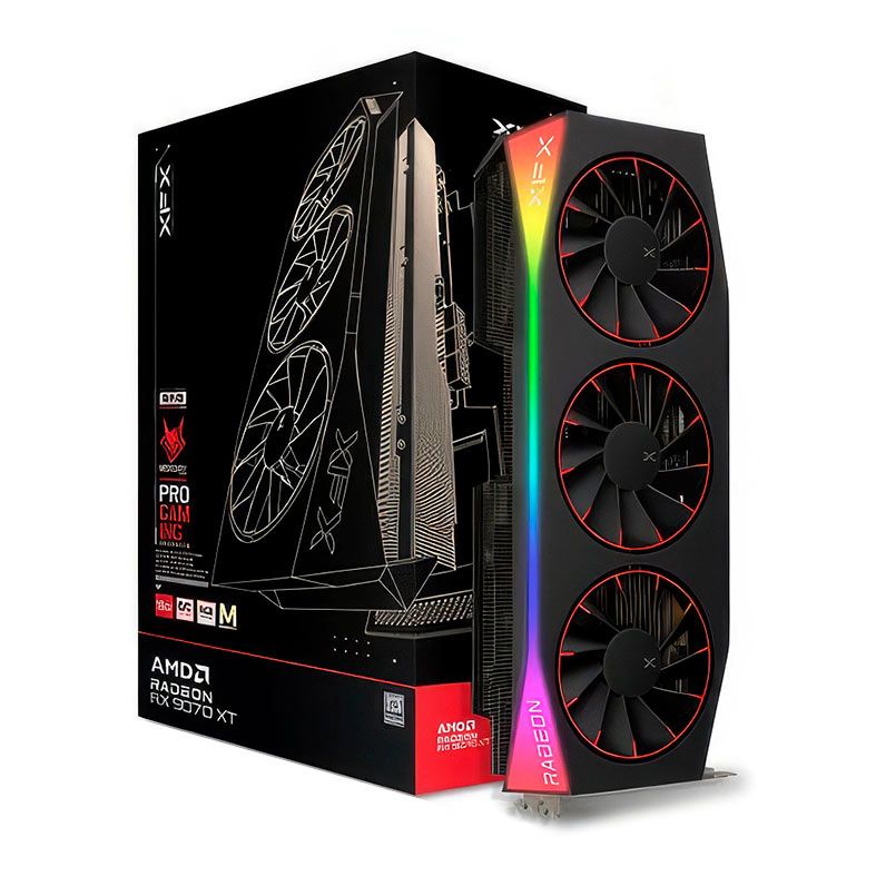 Placa de Video XFX Radeon RX 9070 XT Mercury OC Magnetic Air Edition, 16GB, GDDR6, 256-bit, RX-97TMARGB9