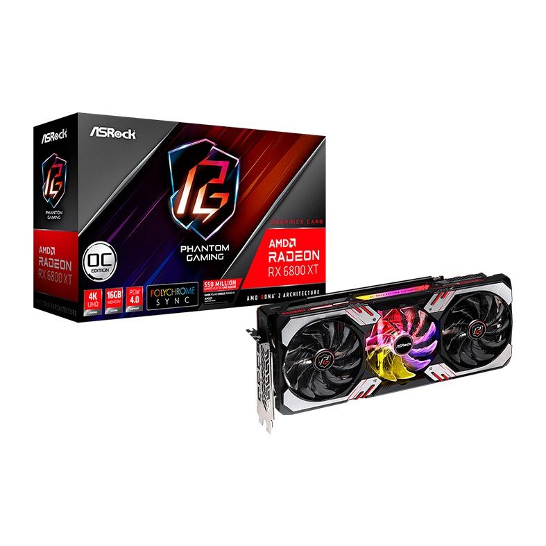 Placa de Video AsRock Radeon RX 6800 XT 16GB Phantom Gaming OC Edition GDDR6 256-bit, 90-GA28ZZ-00UANF
