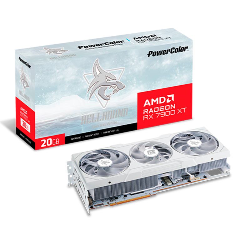 Placa de Video PowerColor Radeon RX 7900 XT Hellhound OC Spectral White, 20GB, GDDR6, 320-bit, RX7900XT-20G-L-OC-WHITE