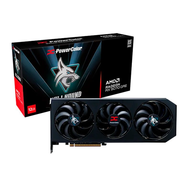Placa de Video PowerColor Radeon RX 9070 GRE Hellhound, 12GB, GDDR6, 192-bit, RX9070GRE-12G-L-OC