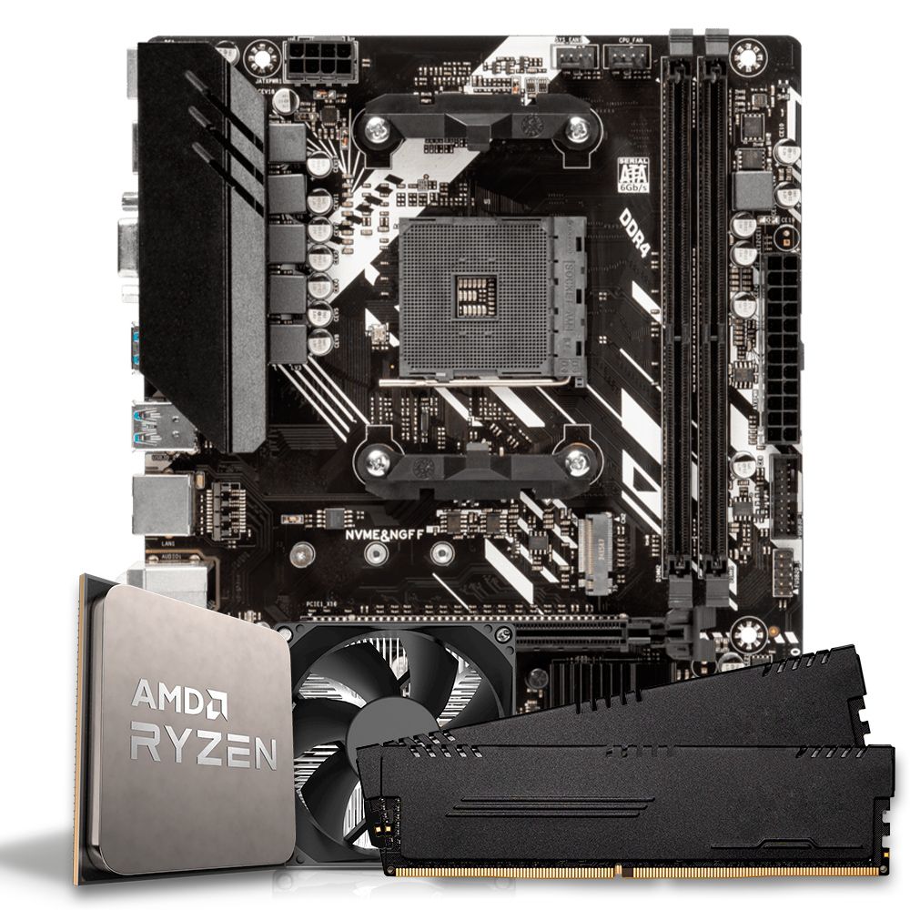 Pichau Kit upgrade, AMD Ryzen 7 5700G, B450M, 16GB DDR4, Cooler