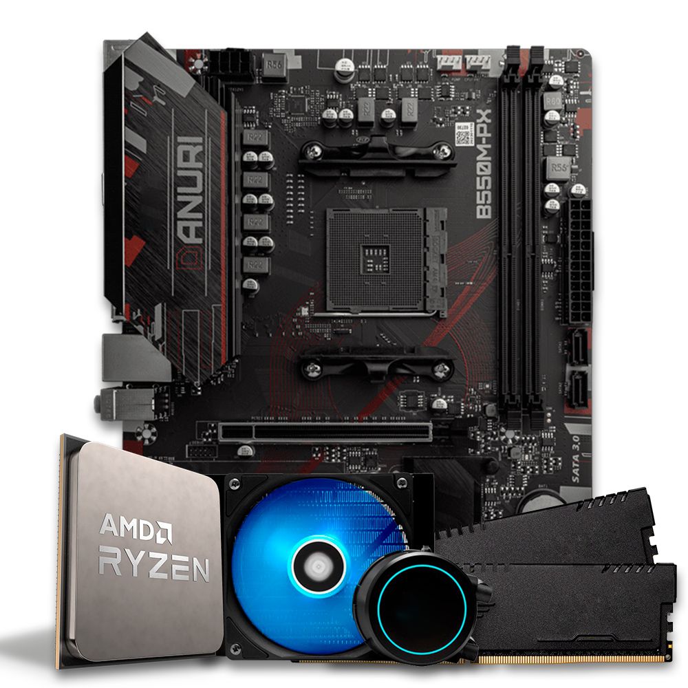 Pichau Kit Upgrade, AMD Ryzen 7 5700X, B550M, 16GB DDR4, Water Cooler 120mm