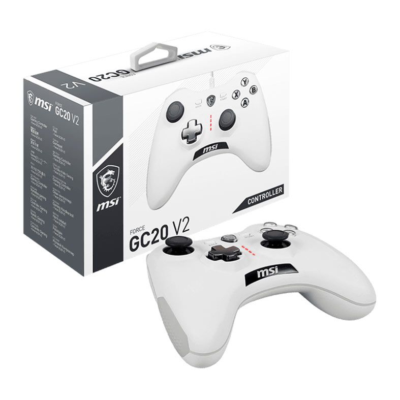 Controle Gamer MSI Force GC20 V2, PC e Android, Branco, FORCE-GC20-V2-WHITE