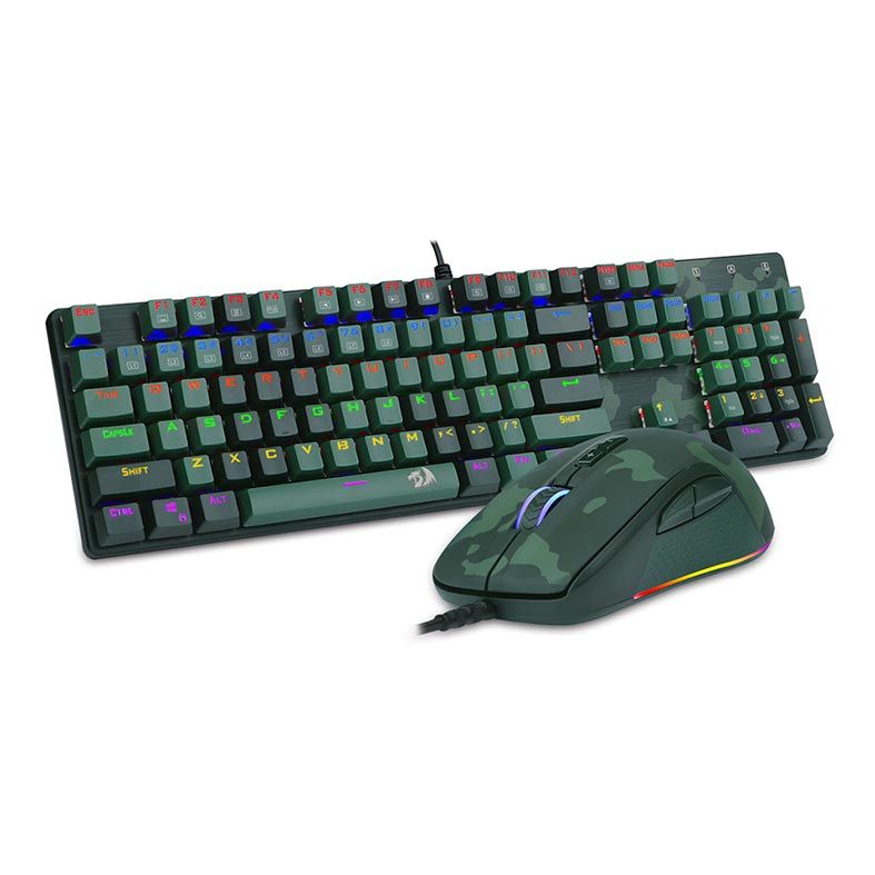Kit Teclado e Mouse Redragon Led Rainbow, S108 LIGHT GREEN