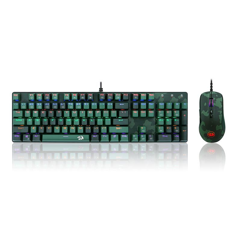Kit Teclado e Mouse Redragon Led Rainbow, S108 LIGHT GREEN
