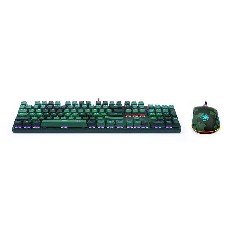 Kit Teclado e Mouse Redragon Led Rainbow, S108 LIGHT GREEN