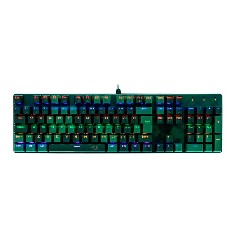 Kit Teclado e Mouse Redragon Led Rainbow, S108 DARK GREEN